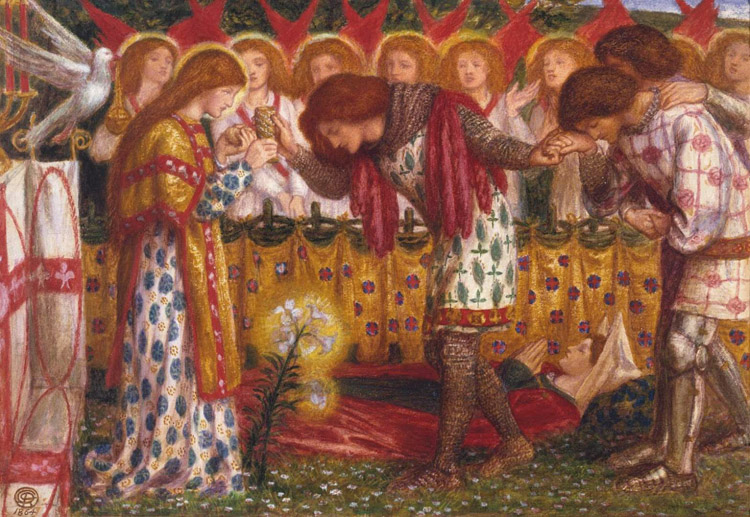 Dante Gabriel Rossetti How Sir Galahad,Sir Bors and Sir Percival were Fed with the Sanc Grael But Sir Percival's Sister Died by the Way (mk28)